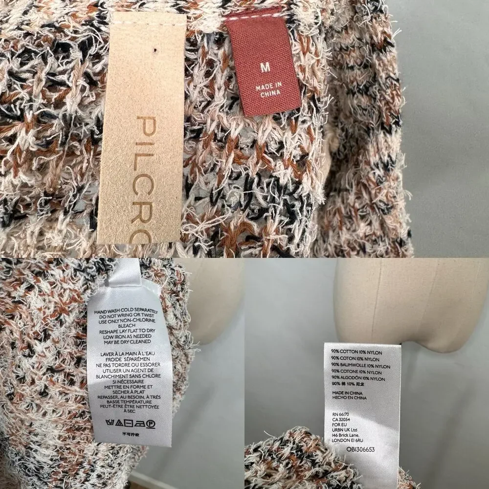 Anthropologie Pilcro Padma Space-Dyed Cardigan Cream Sweater Boho Casual Size M